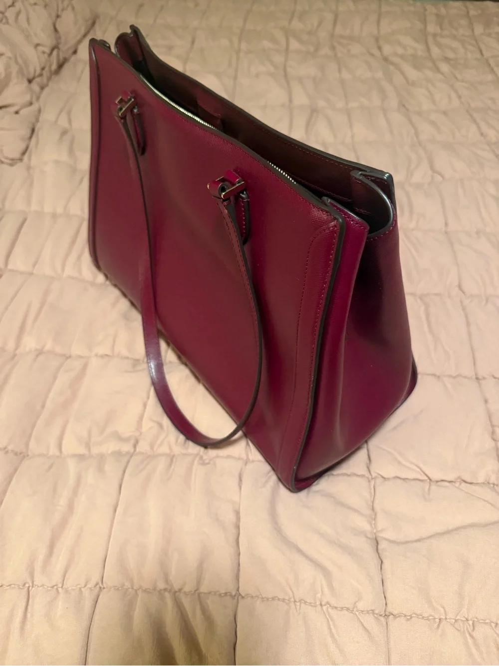 kate spade Magenta Structured Saffiano Leather Tote